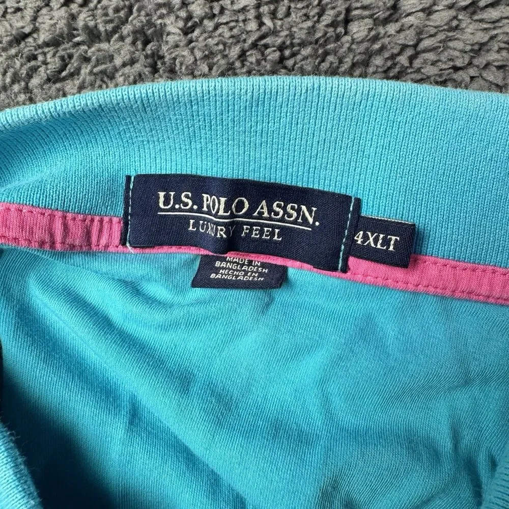 U.S. Polo Assn. Luxury Feel Men's Blue Short Sleeve Cotton Polo Shirt 4XLT